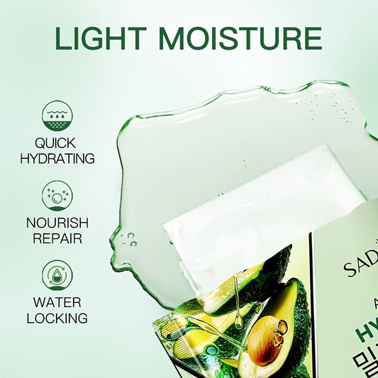 12pcs Avocado Essence Mask, Collagen & Niacinamide, Hydrating & Moisturizing Sheet Mask with Plant Extracts, Light Beige, Unisex, Portable Travel Size, Fragrance-Free for All Light Beige Types, Skincare Routine, Sleek Packaging, Niacinamide Enriched, Fac