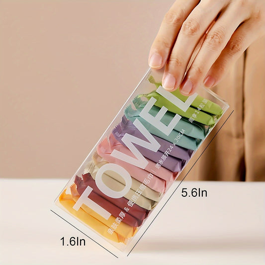 56 Pack Extra-Large Thickened Compressed Disposable Face Towels - Soft & Durable, Individually Wrapped in Clear Plastic, Pastel Colors (Pink, Blue, Green, Yellow, Purple, White, Red, Orange, Black, Brown) - Ideal for Travel, Camping, Gym, Spa, Salon, Hom