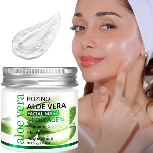 50g aloe collagen facial mask, facial and neck care, strong moisturizing, moisturizing, moisturizing, smooth, delicate, firm Light Beige, suitable for neck, face, men and women