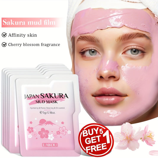 Buy 5 Get 1 Free Cherry Blossom Mud Mask - Deep Cleansing - High Oil Control - Long Lasting Moisturizing - for All Skin Types