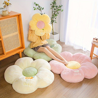 Plush Fruit & Flower-Themed Seat Cushion - Soft Polyester, Round, Machine Washable - Ideal for Car, Chair, Sofa - Comfortable Full-Body Support for Long Sitting - Perfect Office & Home Gift