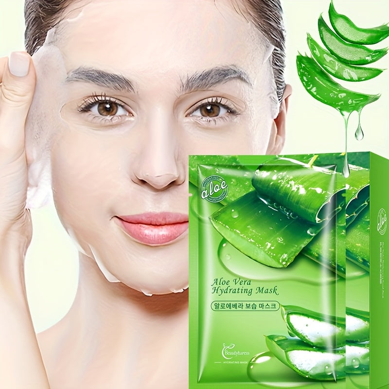 1 box/20 sheets, 2 boxes/30 sheets, 3 boxes, Aloe Vera Hydrating Mask, Oil Control, Pore Minimizing, Moisturizing & Hydrating, Post-Sun Care, Brightening & Nourishing, Unisex