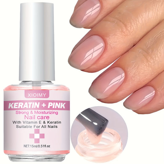 XIOIMY Keratin + Vitamin Nail Strengthening Oil - Pink Nail Enhancer & Decorative Jelly for Uneven Nails, Natural Look, Alcohol-Free, Strengthens & Adds Shine, Nourishes Cuticles, Nail Care Product | Jelly Nail Oil | Keratin Infused Oil, Nail Care Treatm