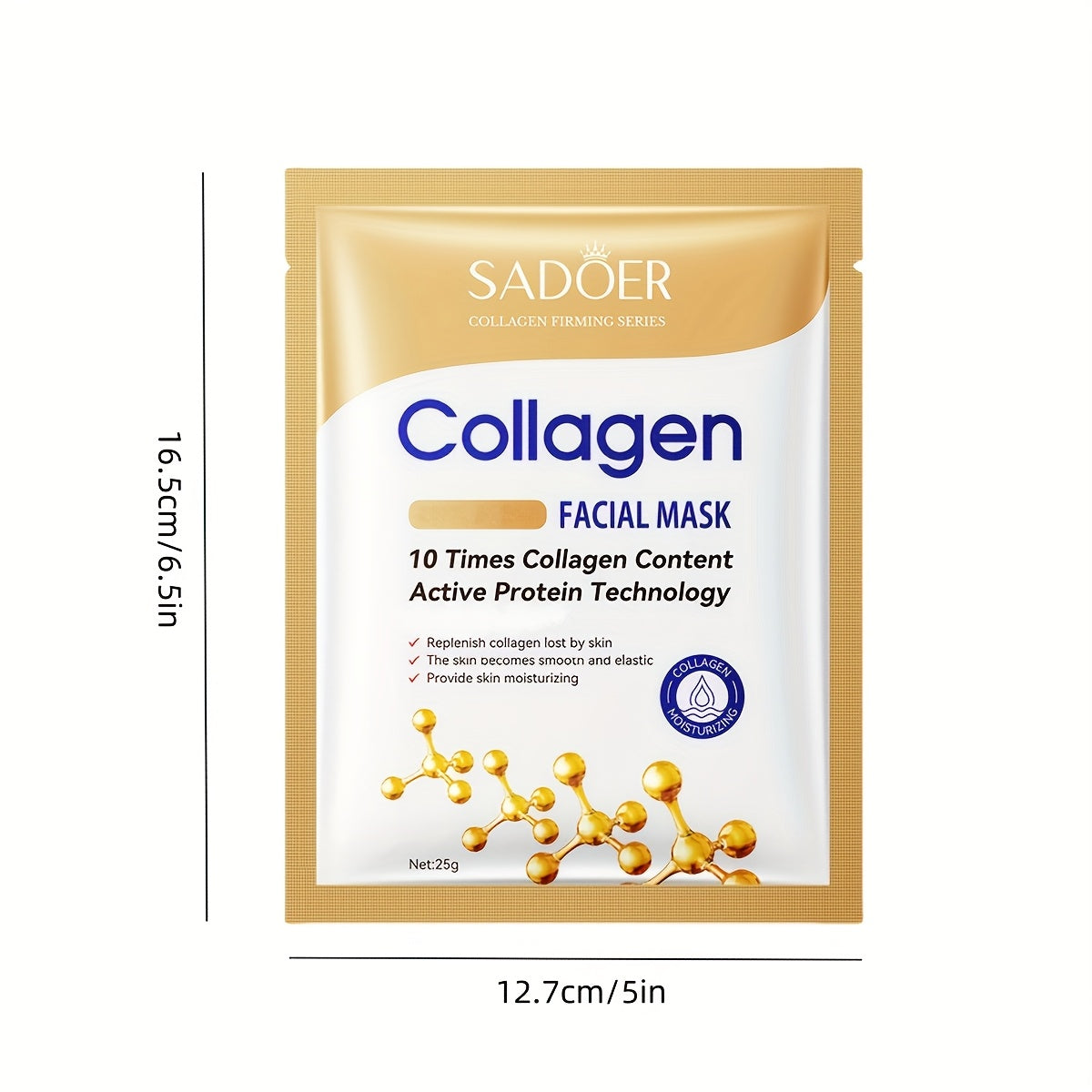 SADOER 10pcs Collagen Facial Masks - Deep Moisturizing, Firming, Alcohol-Free, Fragrance-Free, 16% Collagen for All Light Beige Types Halloween Christmas Gifts