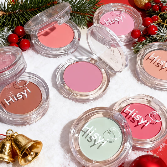 HISYI 9 Colors Glow Blush & Highlight Powder - Shimmering Peach, , Coral, Mint, Mauve, Blush , Brown, Soft Peach, Pastel Purple - Buildable Natural Finish, & Long-Lasting Powder Blushes for Cheek & Highlighting, Sensitive Beige Safe, Buildable Coverage,