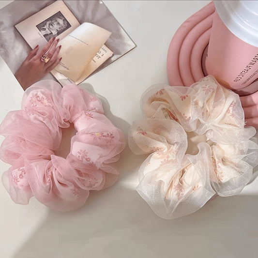3pcs Sweet Mesh Bun Hair Ties for Women, Cute and Fresh Style Headbands