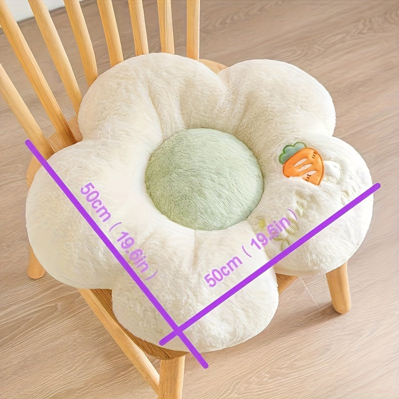 Plush Fruit & Flower-Themed Seat Cushion - Soft Polyester, Round, Machine Washable - Ideal for Car, Chair, Sofa - Comfortable Full-Body Support for Long Sitting - Perfect Office & Home Gift