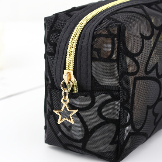 Love Mesh New Cute Storage Bag for Traveling Simple Portable Cosmetic Bag Transparent Makeup Bag