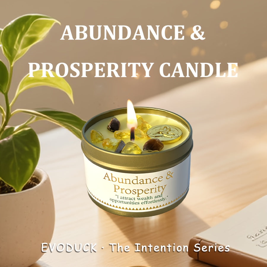 2pcs/1pc EVODUCK Law Of Attraction Abundance Manifestation Candle | Patchouli & Cinnamon 3oz Each/total 6oz Scented Soy Wax Candle with Golden Crystal | for Focus & Reading | Christmas, New Year, Birthday Gift for Women, Friend | with Guidance Card