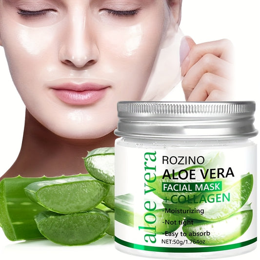 50g aloe collagen facial mask, facial and neck care, strong moisturizing, moisturizing, moisturizing, smooth, delicate, firm Light Beige, suitable for neck, face, men and women