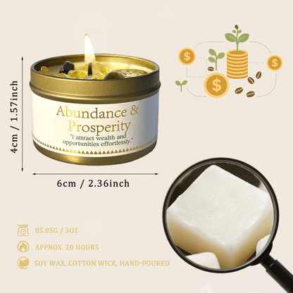 2pcs/1pc EVODUCK Law Of Attraction Abundance Manifestation Candle | Patchouli & Cinnamon 3oz Each/total 6oz Scented Soy Wax Candle with Golden Crystal | for Focus & Reading | Christmas, New Year, Birthday Gift for Women, Friend | with Guidance Card